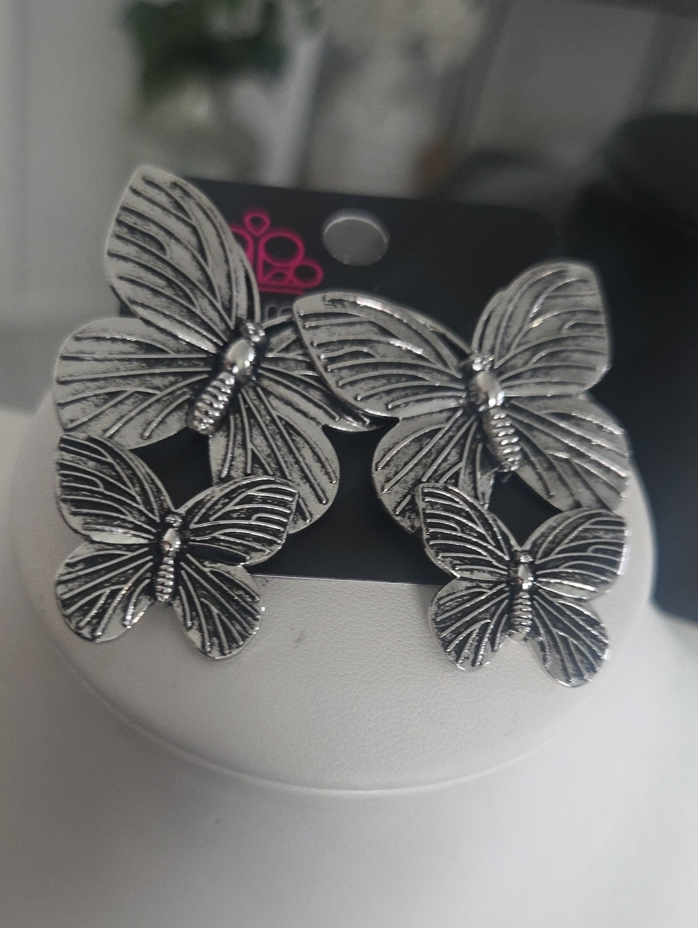 Paparazzi Blushing Butterflies Silver Post Earrings NWT